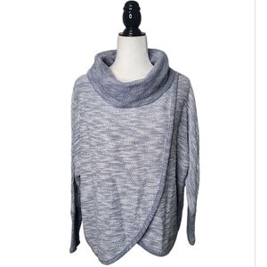 Calvin Klein Performance Women's Sweater Size L Gray Cowl Neck Knit Wrap